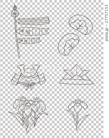 端午の節句 5月 こどもの日のイラスト 男の子向け モノクロ版のイラスト素材