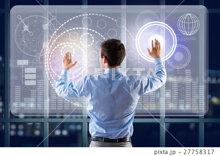 businessman working with virtual technologies 27758317