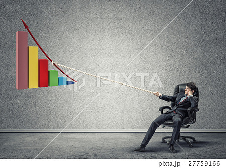 Businessman pulling graph with rope as concept of power and control 27759166