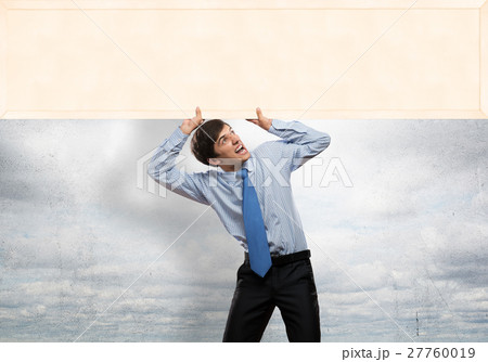 Businessman with blank banner 27760019
