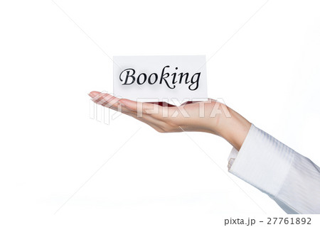 hotel booking, woman hand holding booking card 27761892