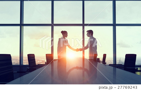 Silhouettes of Business People in Office. Mixed media 27769243