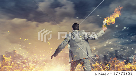 Businessman throwing petrol bomb 27771355