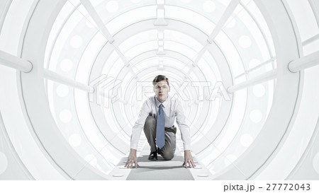 Businessman in 3D room mixed media Businessman in 3D room mixed media 27772043