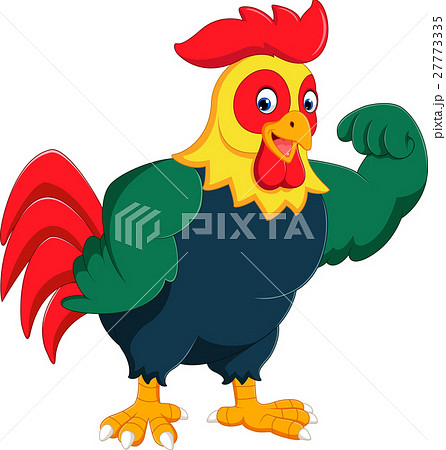 Cartoon Chicken Rooster Posingのイラスト素材