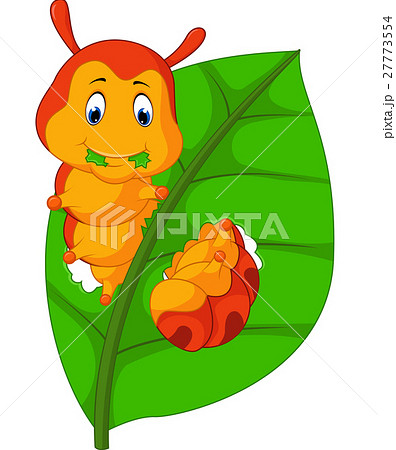 Funny caterpillar eating leaf 27773554
