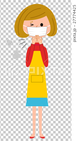 体調不良のエプロンの女性 27774425