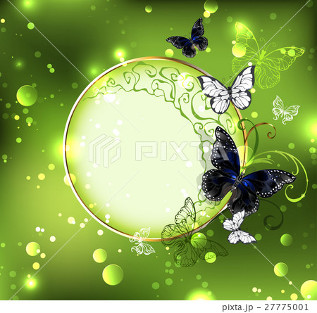 Round banner of green background 27775001
