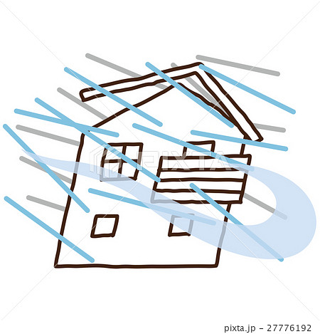 家 保険 暴風 台風のイラスト素材