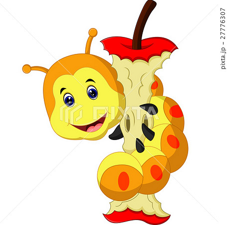 caterpillar eating apple cartoon 27776307