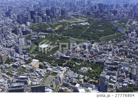 九段上空全景 空撮 都会の風景の写真素材