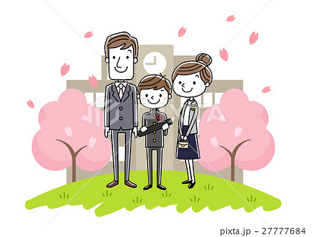 卒業式イメージ：両親と男の子 27777684