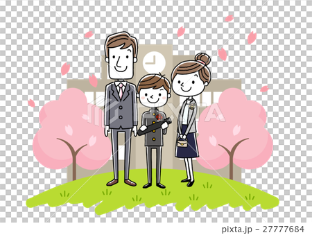 卒業式イメージ：両親と男の子 27777684