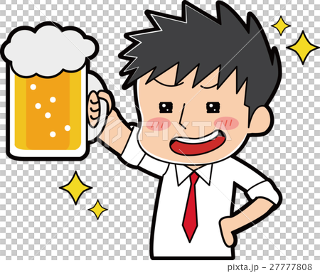 ビールを飲む男性 夏服 のイラスト素材