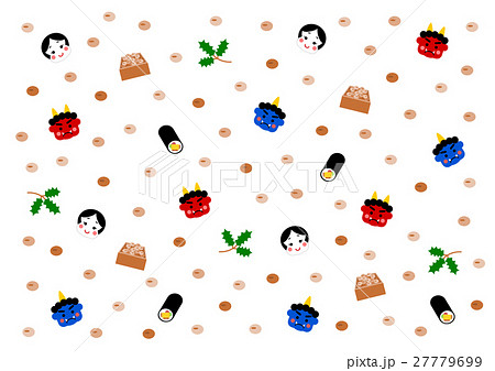節分 鬼とおたふく 背景イラスト  27779699