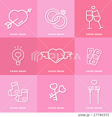Set of valentine's day objects and icon Set of valentine's day objects and icon 27780355