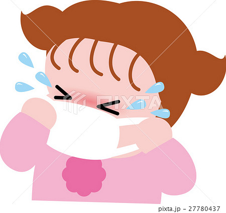 マスクの女の子 花粉症 風邪予防 インフルエンザのイラスト素材