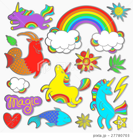 Fashion badge elements in cartoon 80s-90s comic 27780703