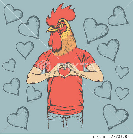 Rooster Valentine day vector concept 27783205