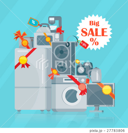 Big Sale in Electronics Store Vector Flat Concept Big Sale in Electronics Store Vector Flat Concept 27783806