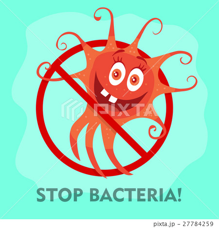 Stop Bacteria Cartoon Vector Illustration No Virus Stop Bacteria Cartoon Vector Illustration No Virus 27784259