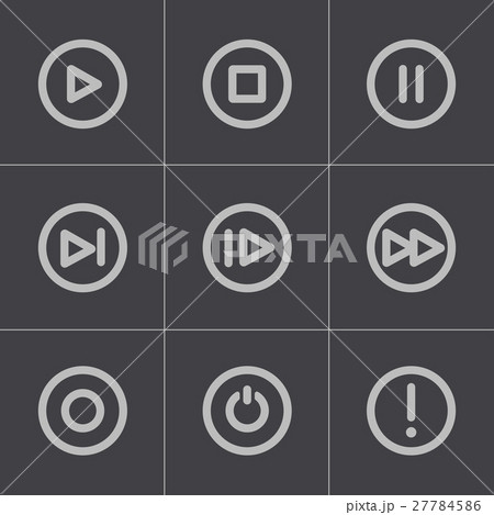 Vector black media buttons icons set 27784586