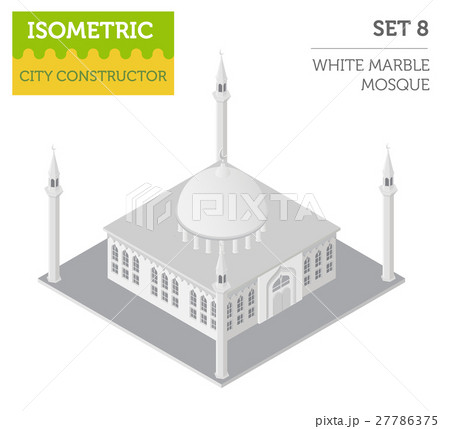 Flat 3d isometric islamic  mosque and city map  27786375