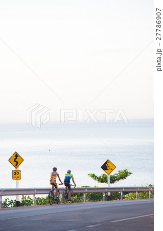 two Cyclists riding bicycles on the scenic route 27786907