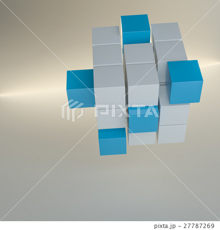 Abstract cube assembling from blocks Abstract cube assembling from blocks 27787269