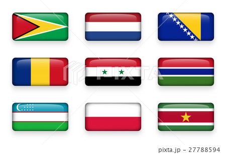 Set of world flags rectangle buttons  27788594