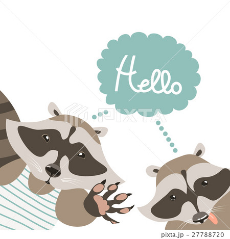 Funny raccoons say hello 27788720