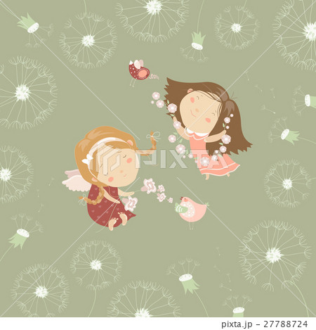 Two little angels with flowers 27788724