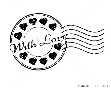 Grunge black with love and postmark rubber stamp 27789401