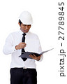 Construction worker look at report on clipboard 27789845