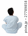 Back view of psychiatric patient sitting on ground 27789858