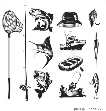 Set vector icons on the theme of fishing 27791275