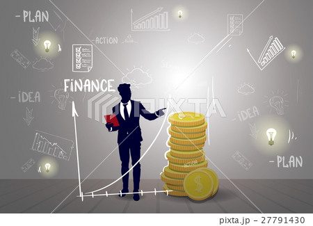 Silhouette Business Man With Sketch Financial 27791430