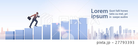 Silhouette Businessman Climb Financial Bar Graph 27793393