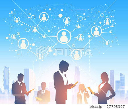 Business People Group Silhouettes Over City 27793397