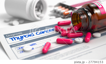 Thyroid Cancer - Phrase in Medical History. 3D 27794153