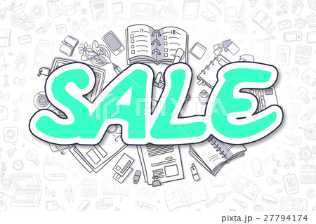 Sale - Doodle Green Text. Business Concept. 27794174