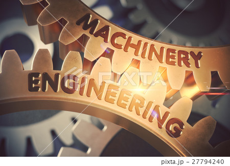Machinery Engineering on Golden Cogwheels. 3D Machinery Engineering on Golden Cogwheels. 3D 27794240