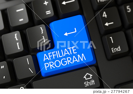 Keyboard with Blue Key - Affiliate Program. 3D. 27794267