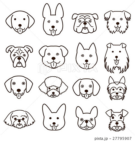 Cute dog face set drawing - Stock Illustration [27795907] - PIXTA