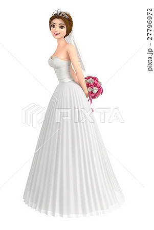 花束を持っているかわいい花嫁のイラスト素材 27796972 Pixta