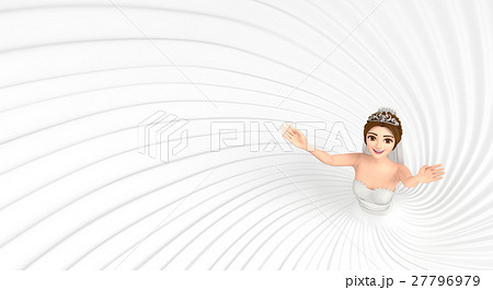 ウエディングドレスを着たかわいい花嫁のイラスト素材 27796979 Pixta