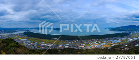 鏡山展望所からの唐津市の眺め　パノラマ 27797051