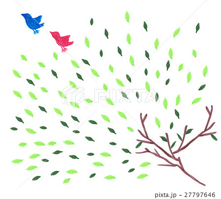 飛び立つ鳥と枝のイラスト素材 27797646 Pixta