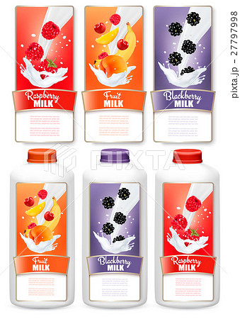 Set of three labels of chocolate and coconut milk Set of three labels of chocolate and coconut milk 27797998