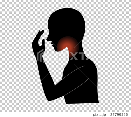 喉の痛みに悩む風邪の人シルエット 27799336